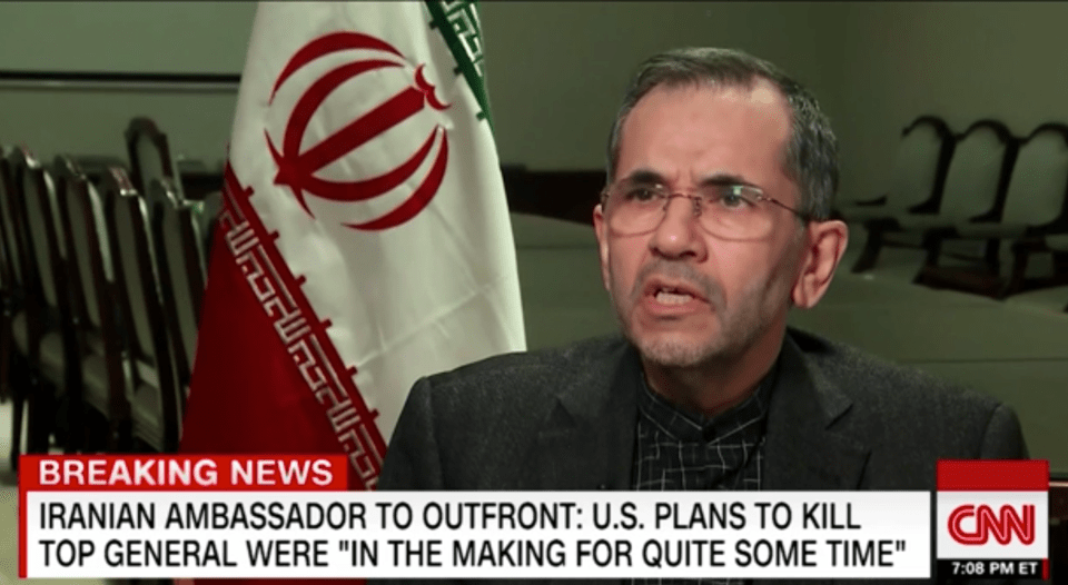 Majid Takht Ravanchi, Iran’s UN envoy said the ‘assassination’ of elite commander Qassem Soleimani is ‘tantamount to opening a war against Iran’