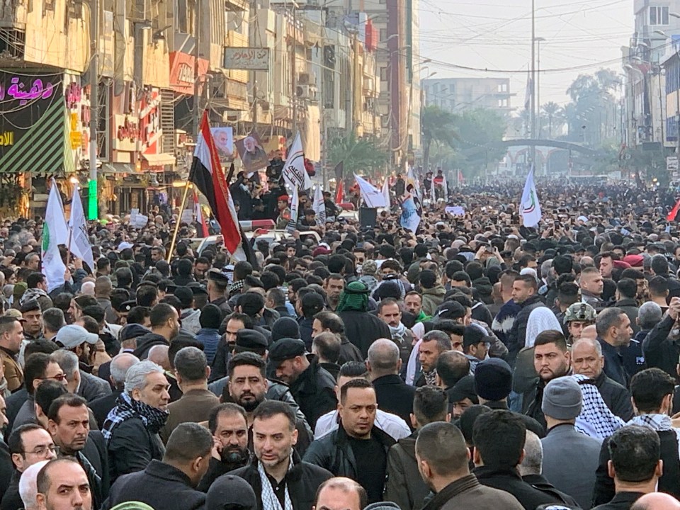 Thousands of Iraqis chanting 'Death to America' joined the procession in Baghdad 