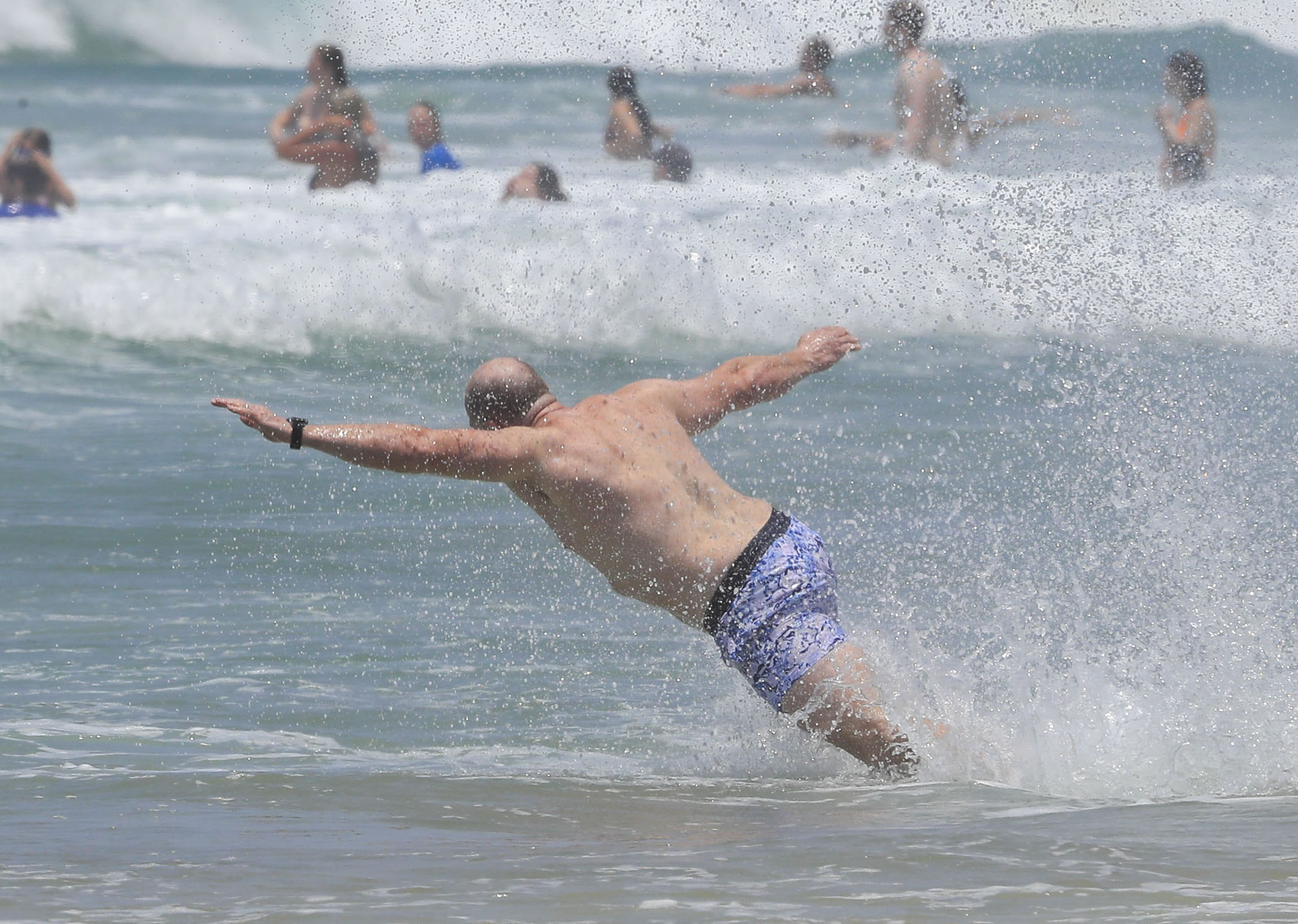 The former sportsman seemed keen to cool off