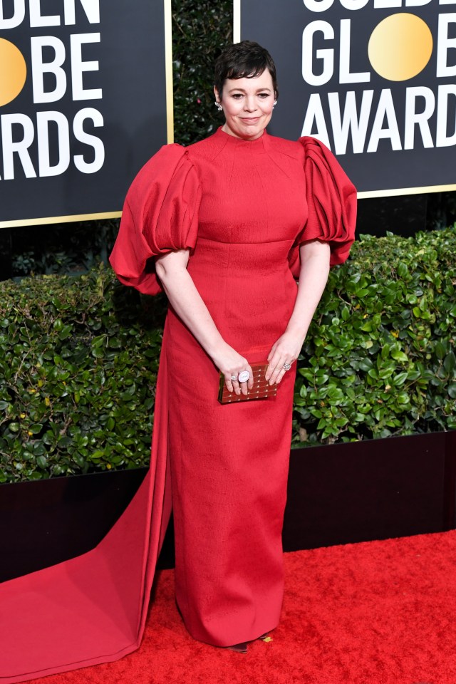 Olivia Colman also jumped on the statement sleeve trend 