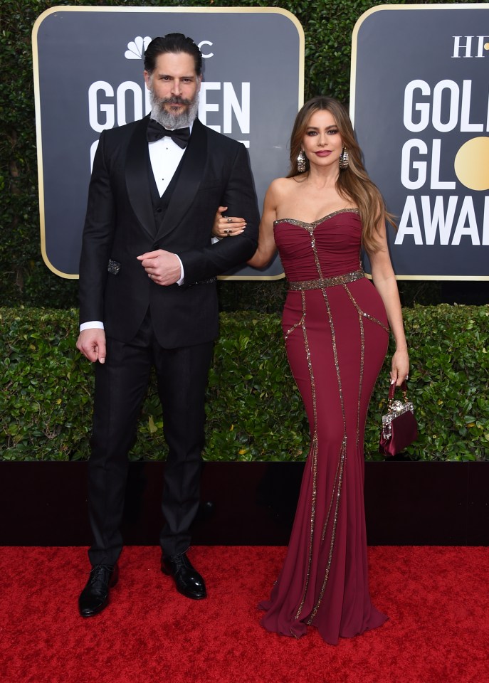 Sofia Vergara and Joe Manganiello stunned on the red carpet as the Modern Family actress dazzled in a burgundy dress