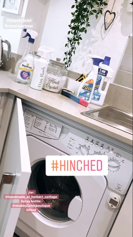 She shared a proud snap of her hard's day work, revealing her washing machine has been successfully 'hinched'