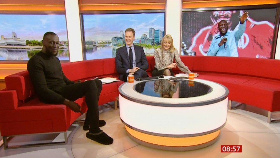  Stormzy wasn't prepared for the early morning interview as he arrived at BBC Breakfast