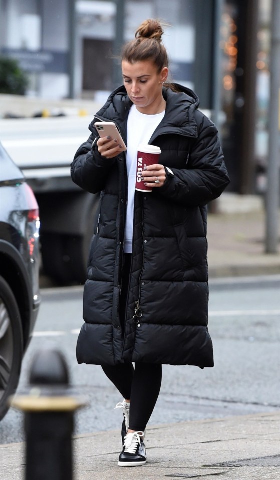  Coleen Rooney was spotted strolling around Cheshire in a huge black puffer jacket