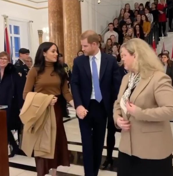 Harry and Meghan visiting the High Commission of Canada yesterday to thank the nation after their break in the country