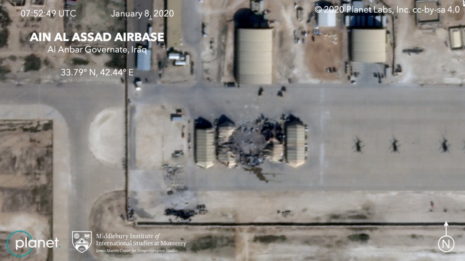 Satellite images appear to show missile damage at the Asad air base