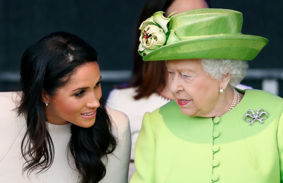  Meghan Markle is pictured here with the Queen