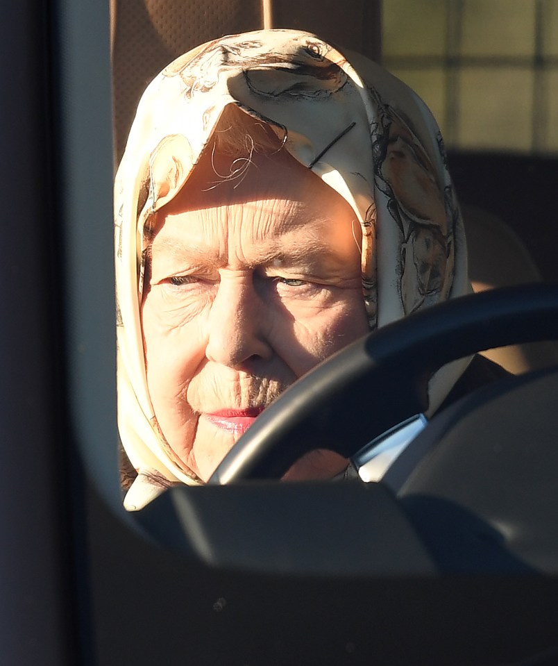  The Queen looked thoughtful as she drove around Sandringham