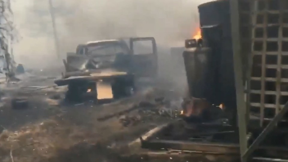  The men were forced to watch as their cars and trucks were destroyed in the blaze