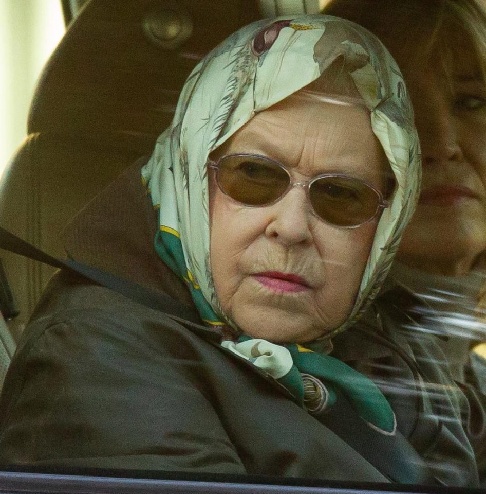  The Queen looked sombre while driving with aides on the Sandringham estate