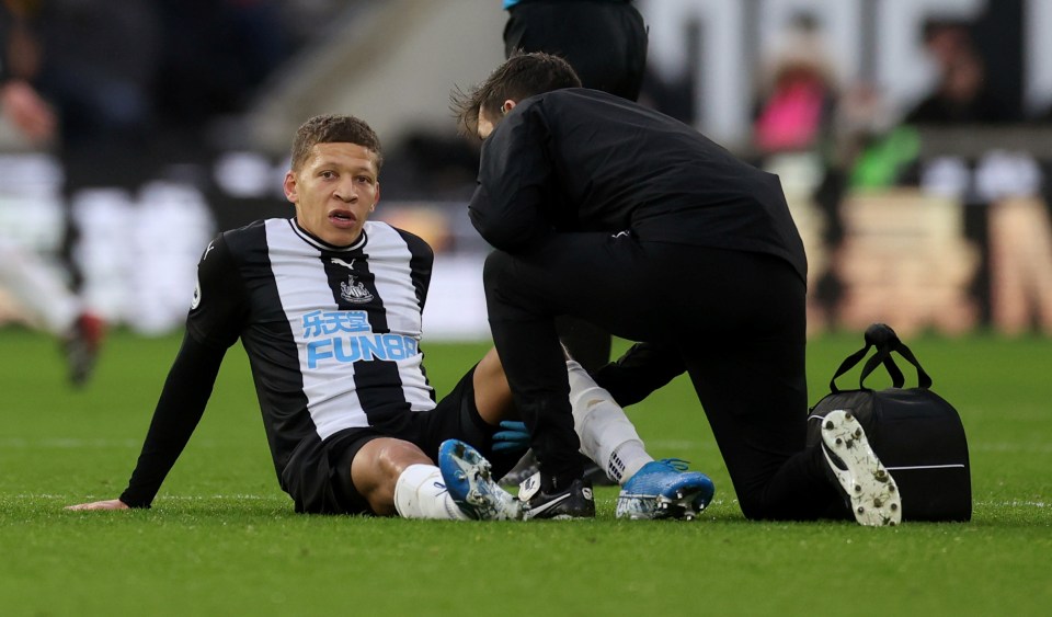  Dwight Gayle was forced off injured before half-time