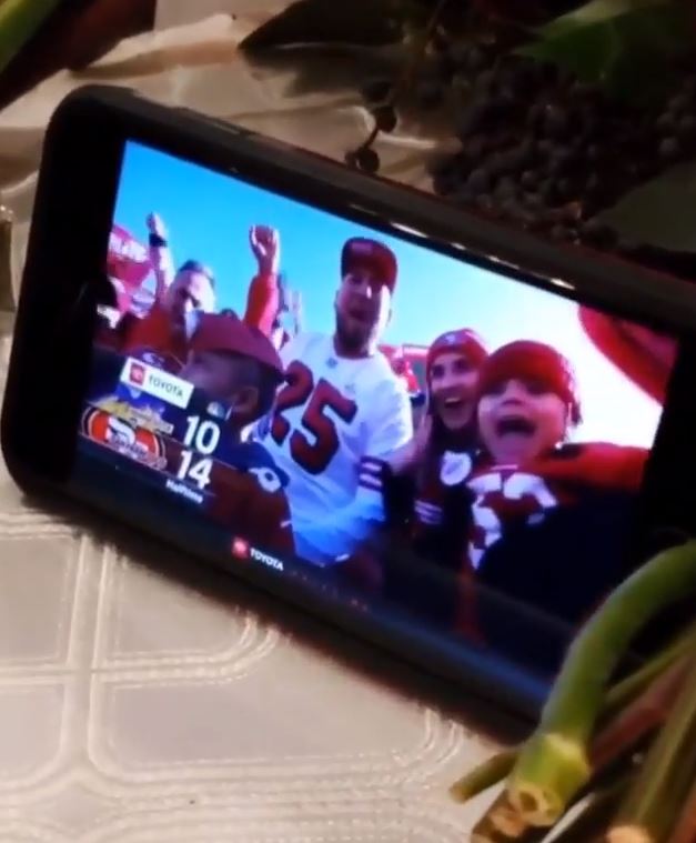 The male attendee watching a Minnesota Vikings vs San Fran 49ers American Football match  