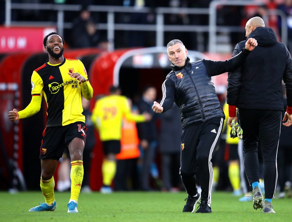  Nigel Pearson did a celebratory uppercut after Watford recorded their latest victory