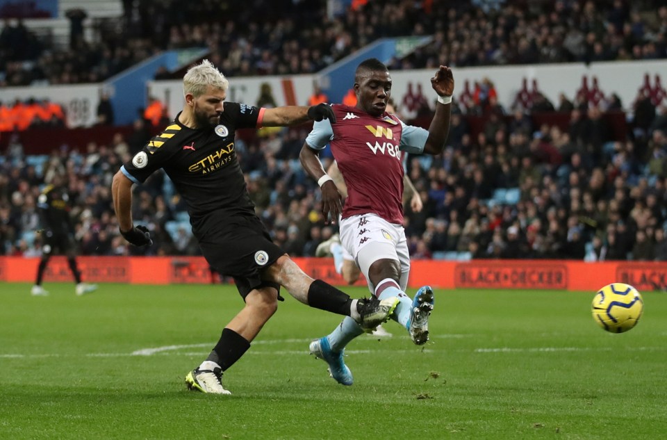 Sergio Aguero rounds off his triple with the sixth goal for Man City nine minutes from time