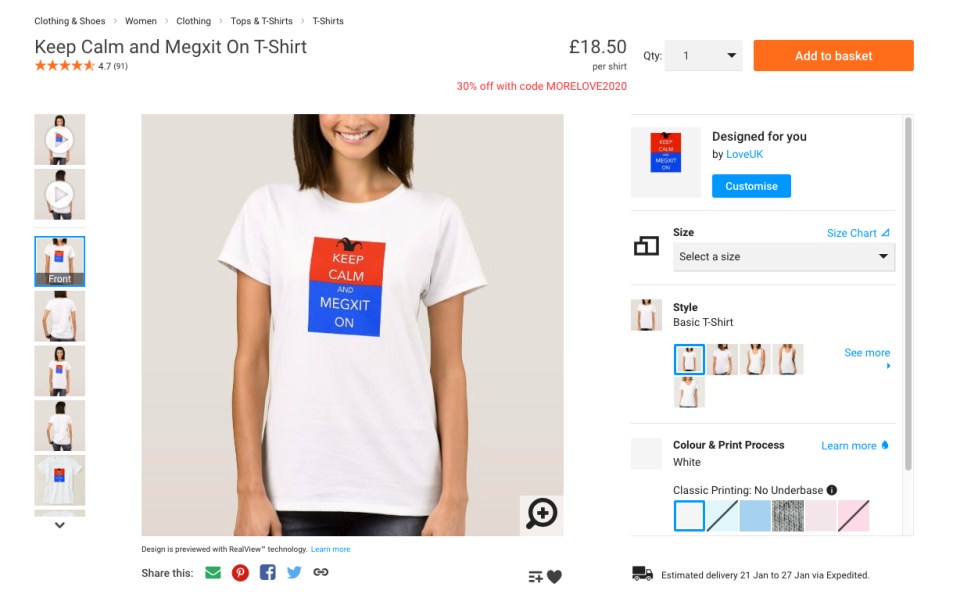  "Megxit" merch is available from website giants such as Amazon and Etsy and smaller websites such as Zazzle