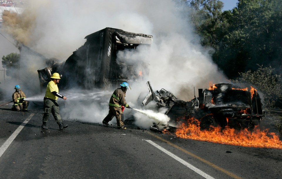 The gang has previously used torched vehicles as roadblocks to thwart law-enforcement efforts