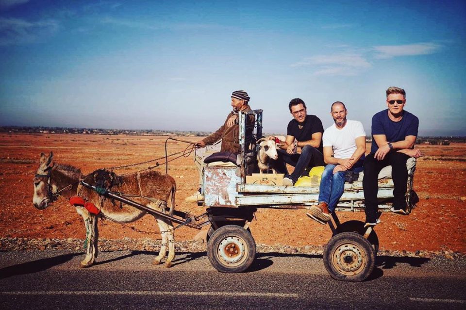  Gino, Fred and Gordon being pulled by a donkey