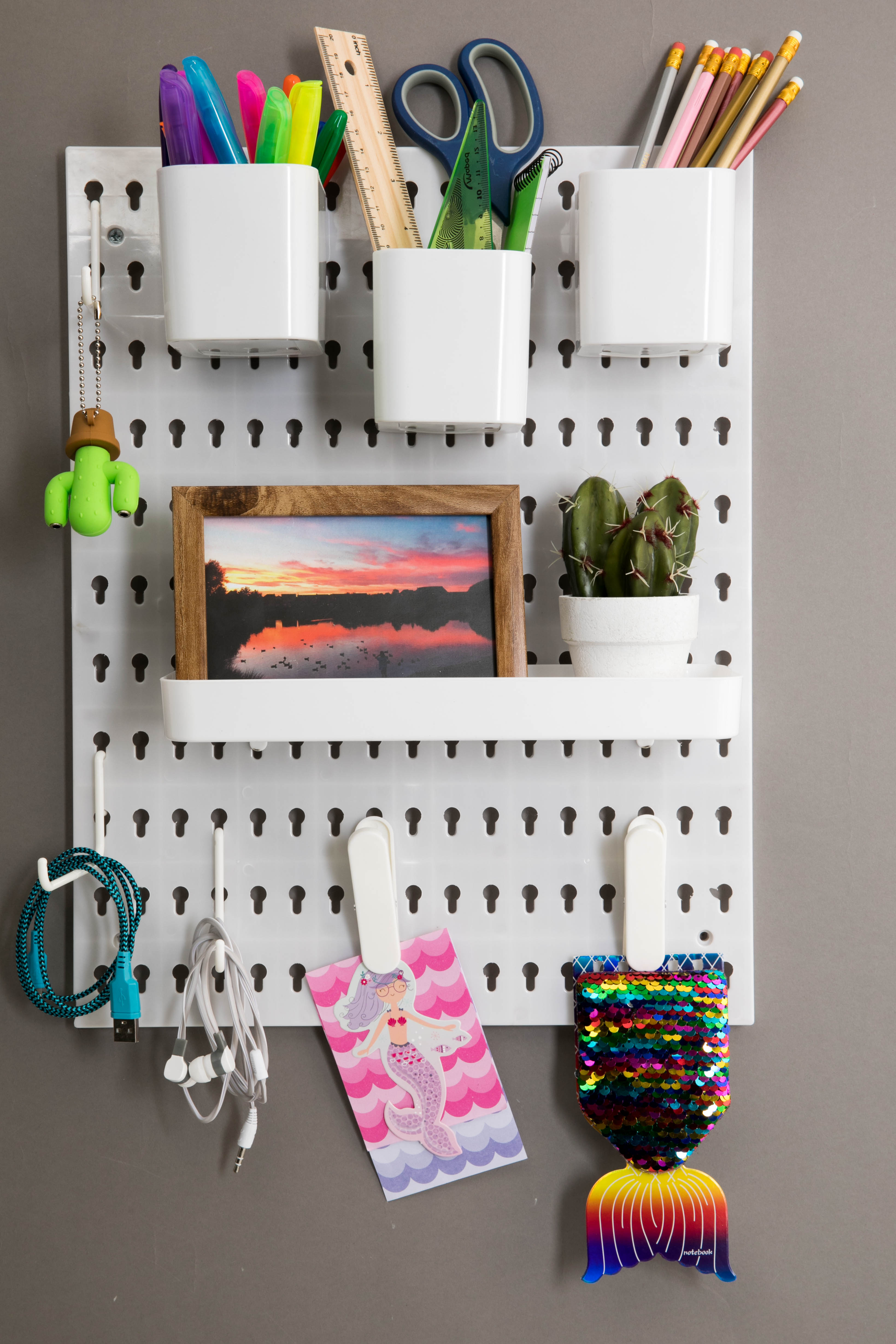 This stylish peg board will only cost you £2, with the accessories just £1 each