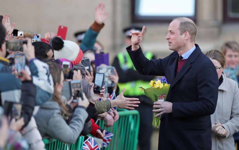  William happily waved to the 'noisy corner' as they merrily greeted him