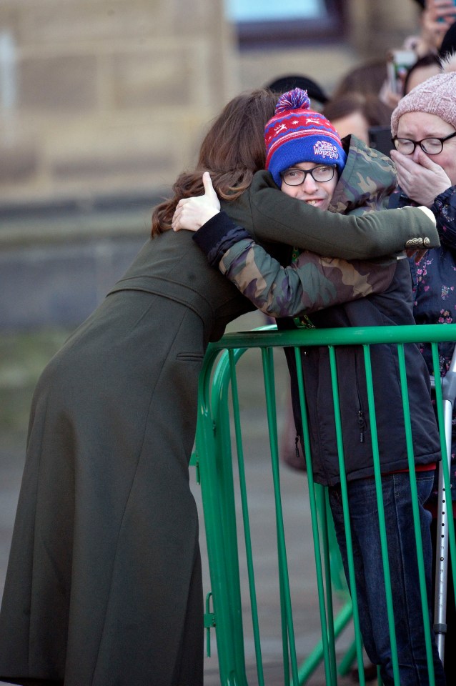  Kate Middleton hugged the teen in the Bradford crowd earlier today