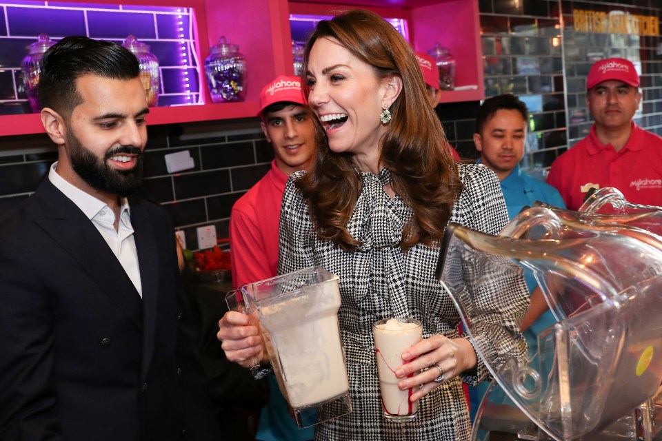  Kate made a lassi as the pair visited a curry house which does charity work with the community