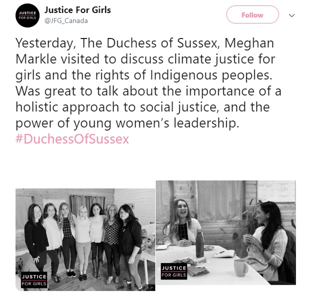  The charity Justice For Girls had to get the go-ahead from the Duchess before posting the tweets