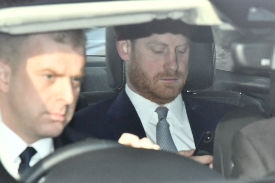 Prince Harry arriving at Buckingham Palace for his first official engagement since Megxit