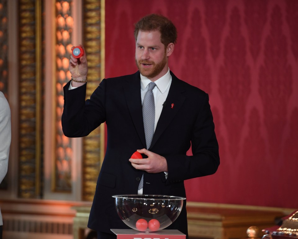 Prince Harry helped conduct the draw for the Rugby League World Cups, staged in England next year