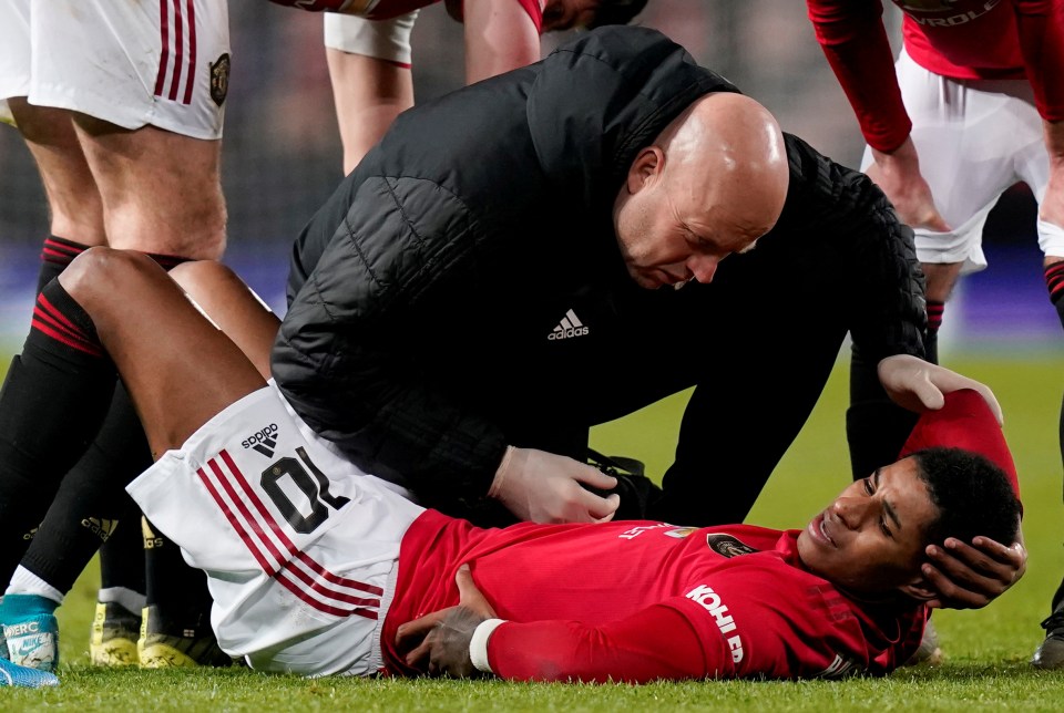  Marcus Rashford is set to miss Manchester United's trip to Liverpool today with a back injury