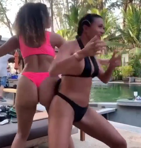  The girls weren't shy about twerking by the pool