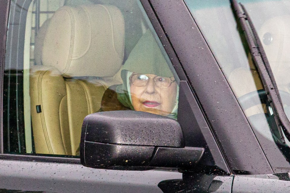 The Queen was spotted today driving herself home after a shoot