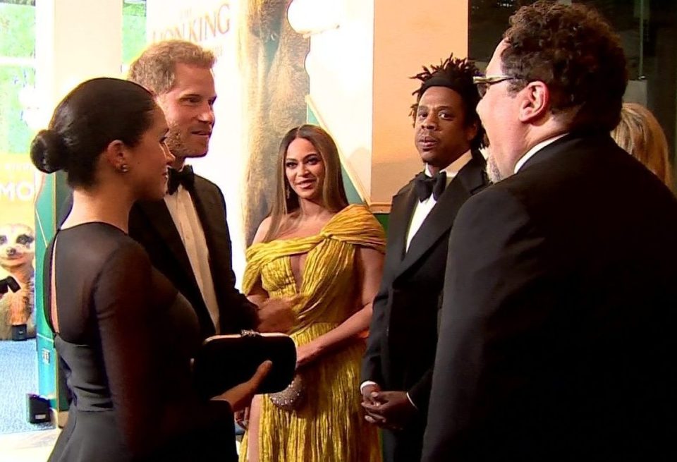  Meghan Markle and Prince Harry with Beyonce and Jay Z at the Lion King premiere