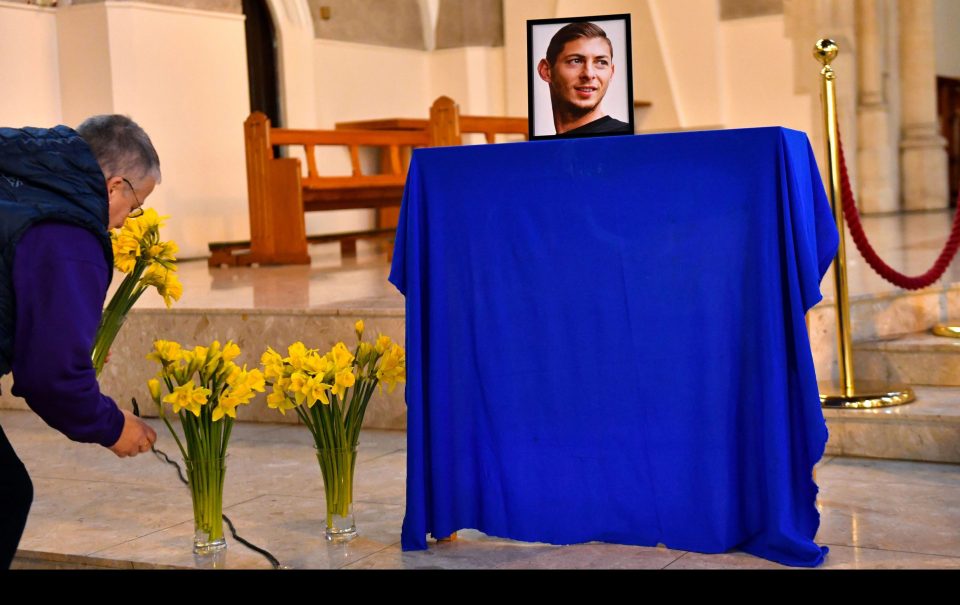  A portrait of Emiliano Sala was displayed at the front of St David's Cathedral, Cardiff, as football united in grief over his death