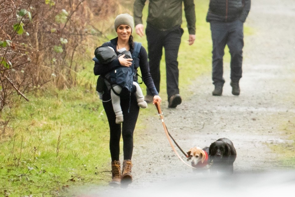  The royal appeared in good spirits as she walked around her new home