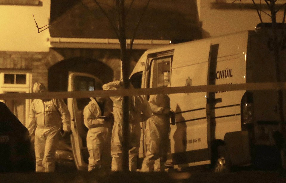 Forensic investigators arrive at the house last night