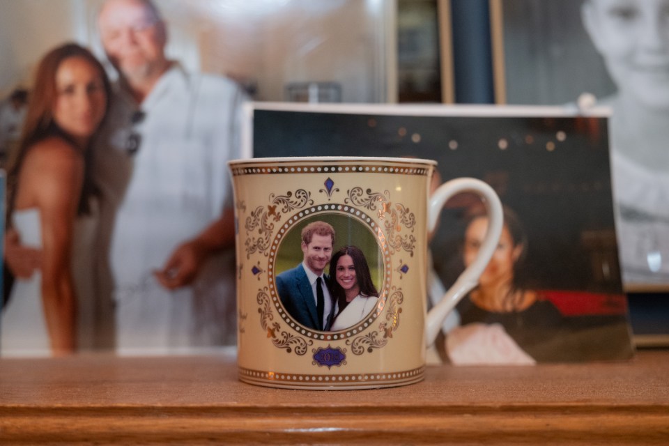  He has been sent a collection of mugs, trinkets and even a biscuit tin featuring Harry and Meghan’s image