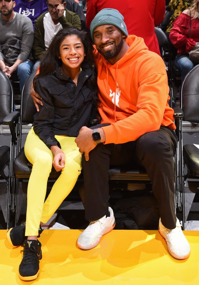  Kobe and Gigi Bryant at the game between the Los Angeles Lakers and the Dallas Mavericks in December 2019