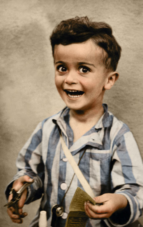  Istvan Reiner, aged 4, smiles for a studio portrait, shortly before being murdered at Auschwitz concentration camp