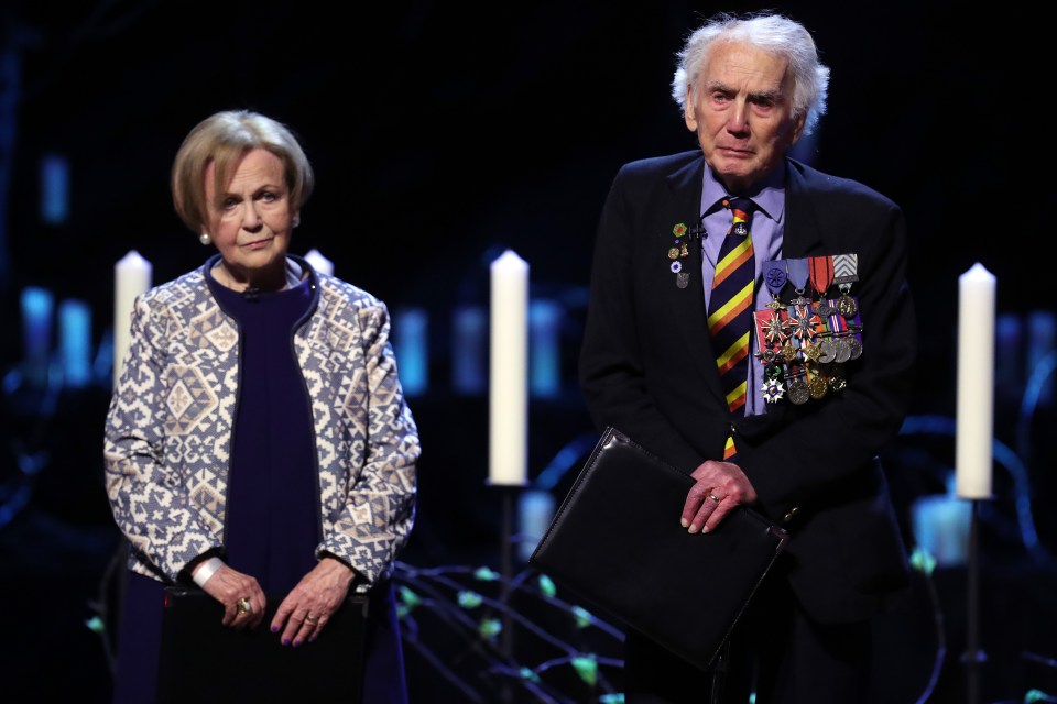  Mala Tribich MBE, Bergen-Belsen survivor and Ian Forsyth MBE speak during the UK Holocaust Memorial Day Commemorative Ceremony