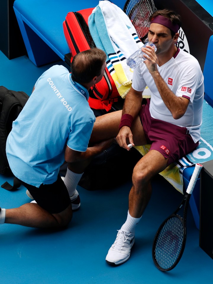  Federer needed treatment from the physio and his movement was clearly hindered at times