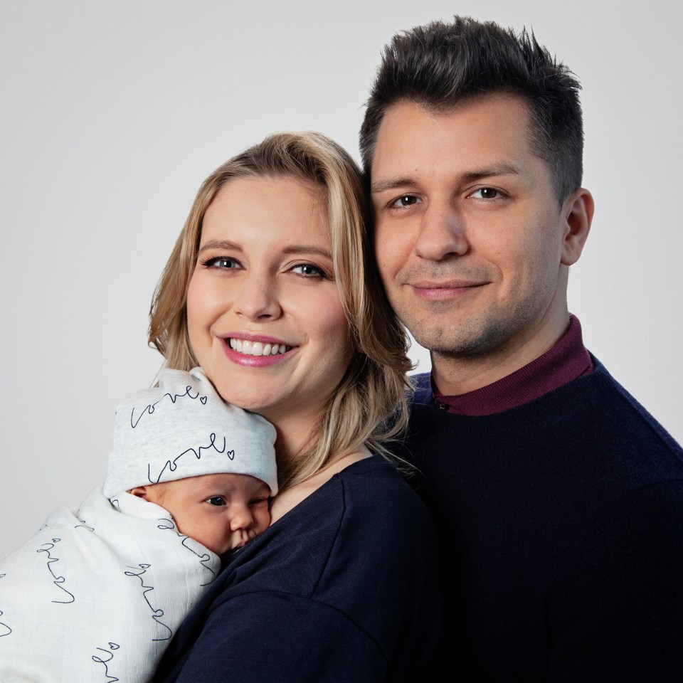  Rachel Riley cradles adorable newborn daughter Maven Aria with husband Pasha Kovalev