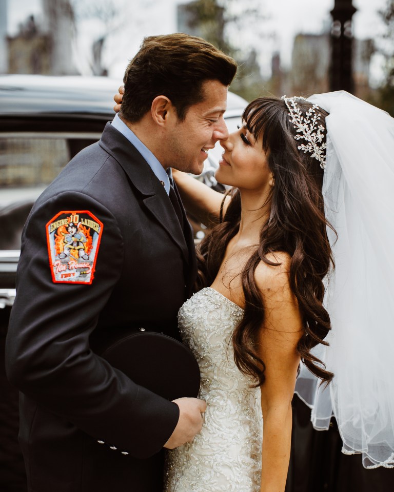  Jason wore a prestigious FDNY formal uniform and stood alongside his best man and wrestling partner Joe