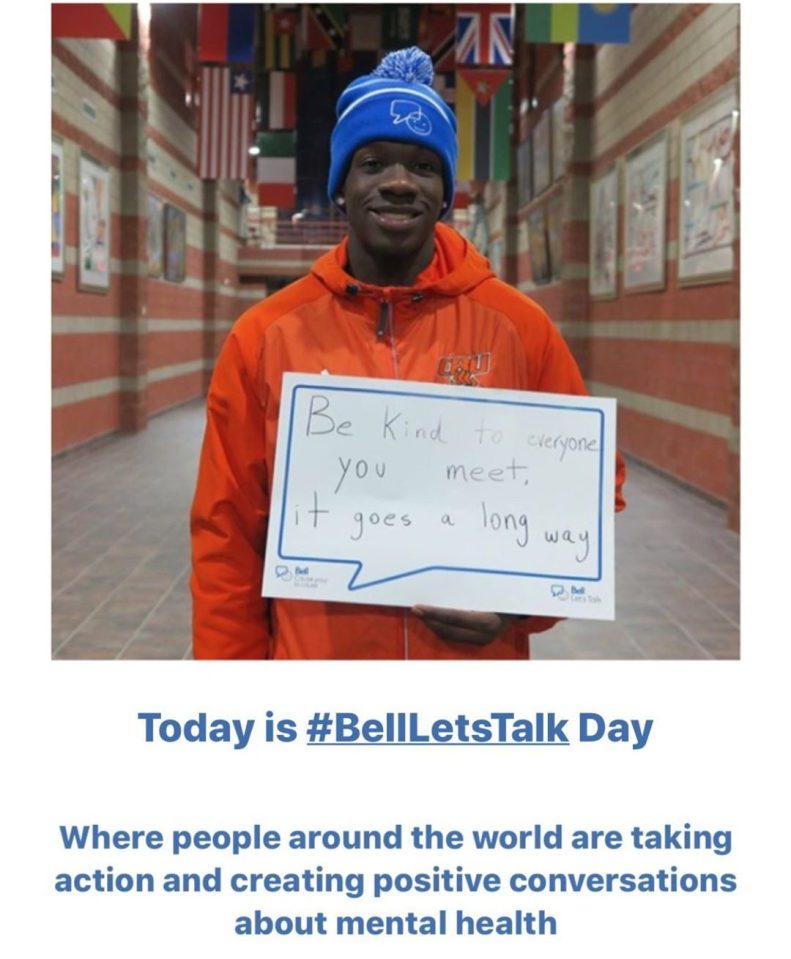  The Bell Let's Talk campaign shows people from around the world holding up signs of positive messages