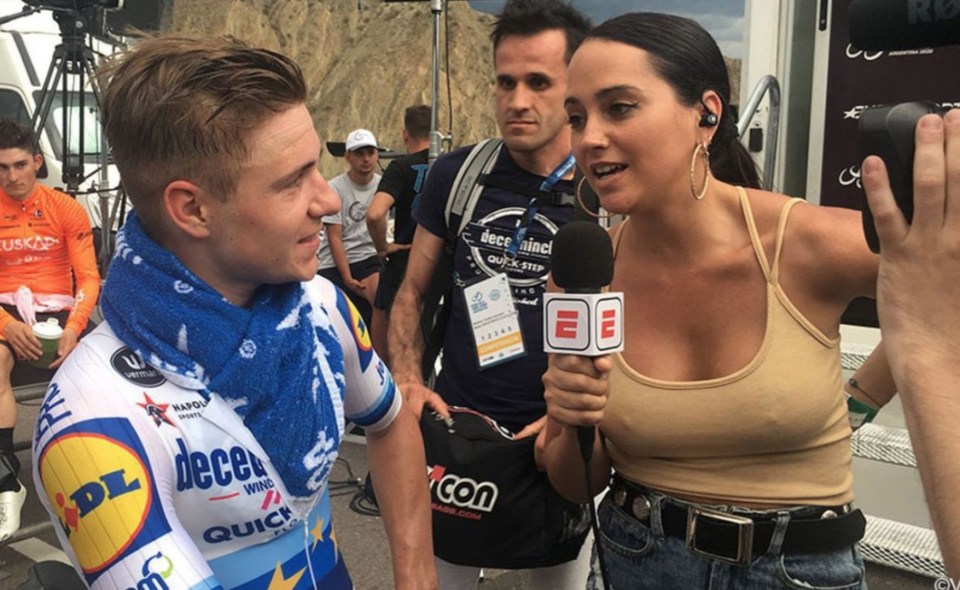  The young female reporter was working on the Vuelta a San Juan in Argentina