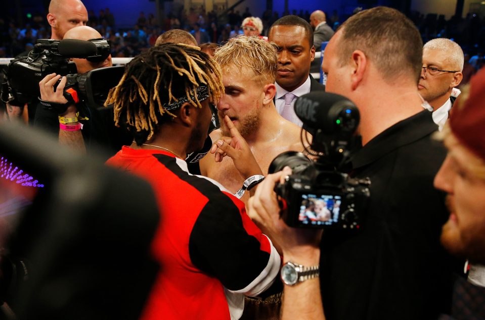  KSI and Jake Paul get heated in the ring after American's win over AnEsonGib