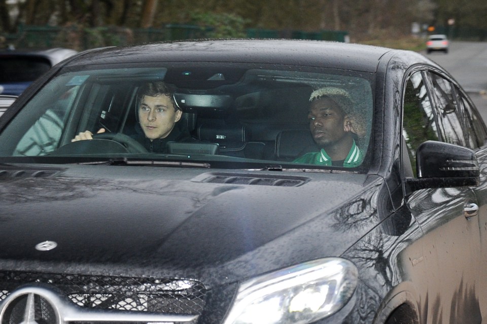 Victor Lindelof and Paul Pogba headed into Carrington together in the Swede's Merc