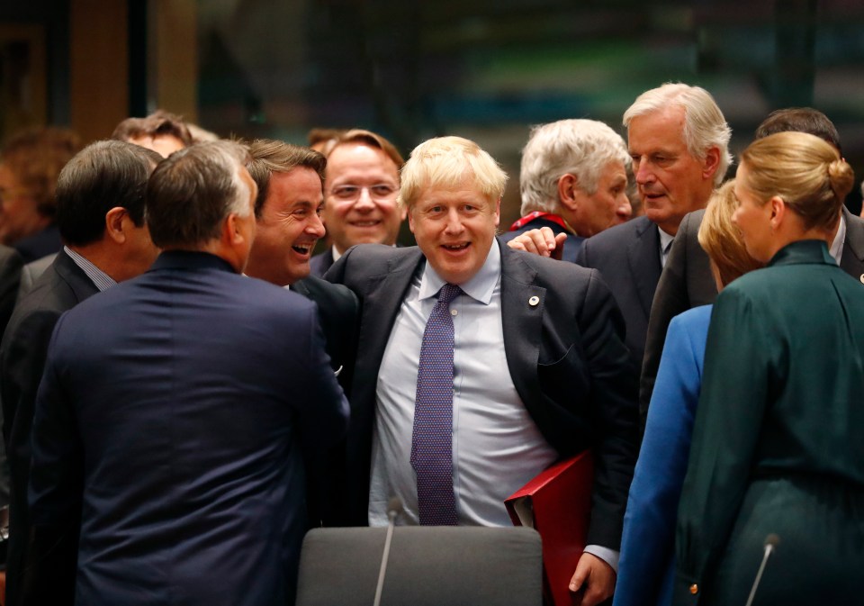  Boris greeting other EU leaders as he finally seals a better deal