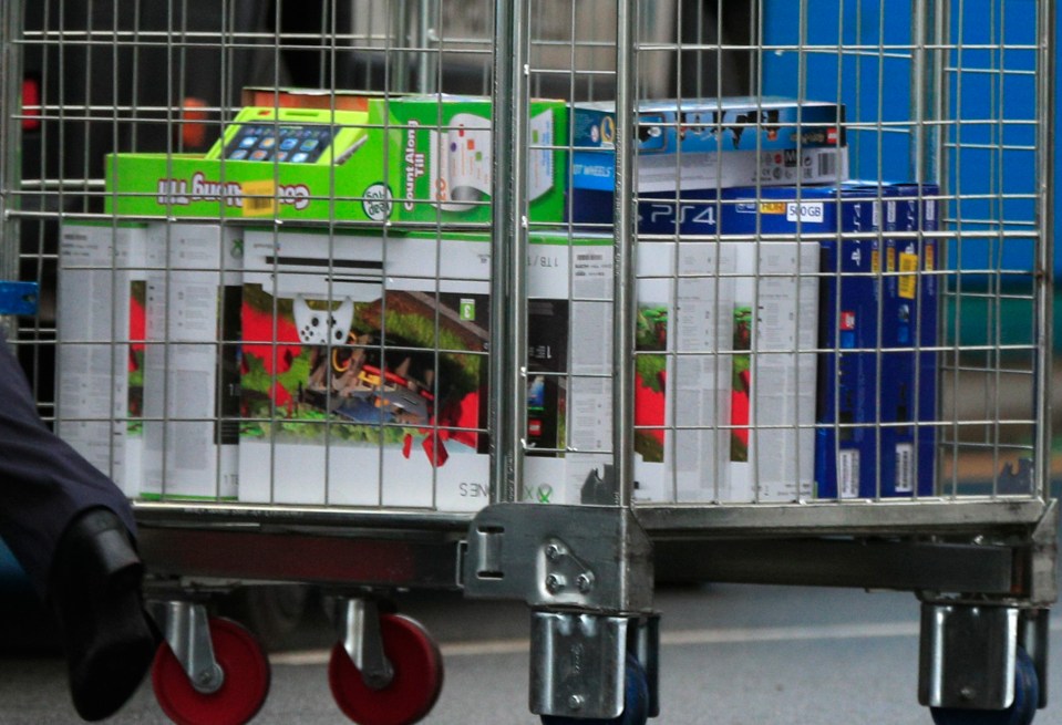  Toys are stacked in a cage for young children hit by the Coronavirus