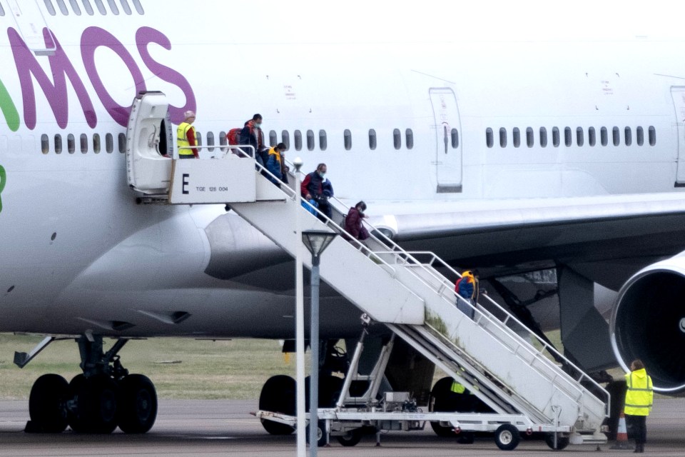 British nationals were seen getting off the plane after it touched down in Oxfordshire