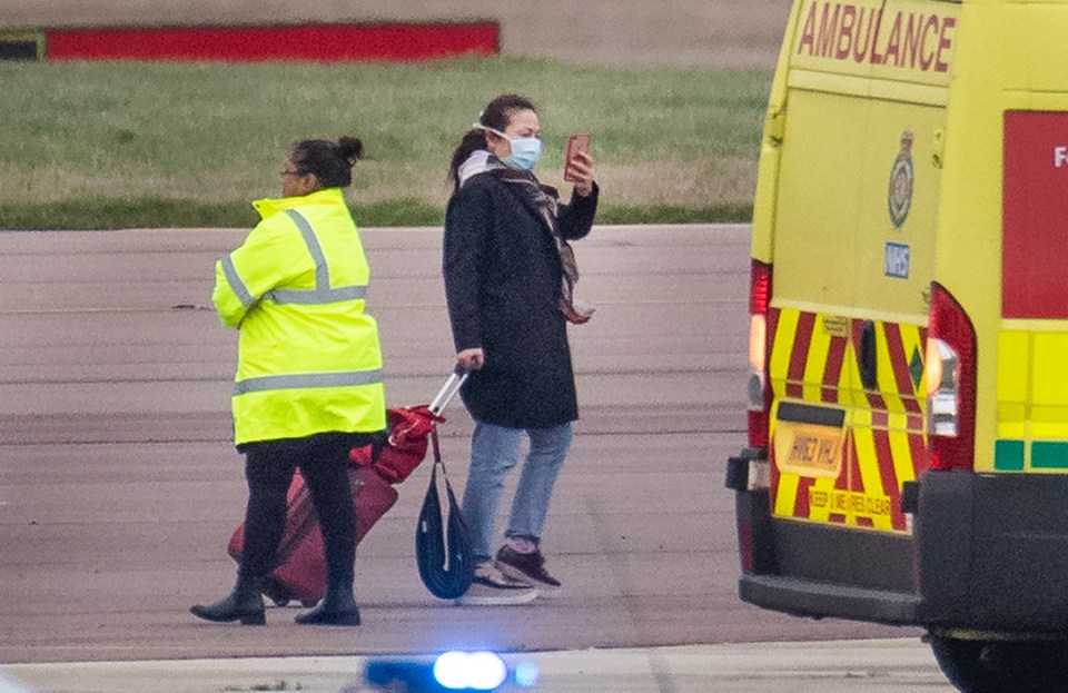  A woman took a selfie after the plane landed in Oxfordshire on Friday afternoon